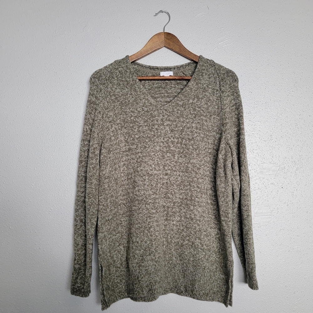 Purejill J.Jill Green V-neck Knit Sweater